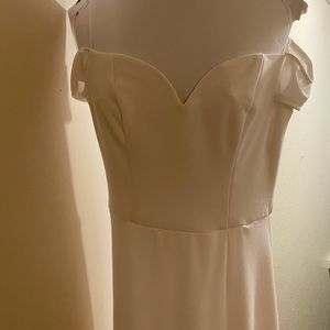 White formal off shoulder gown